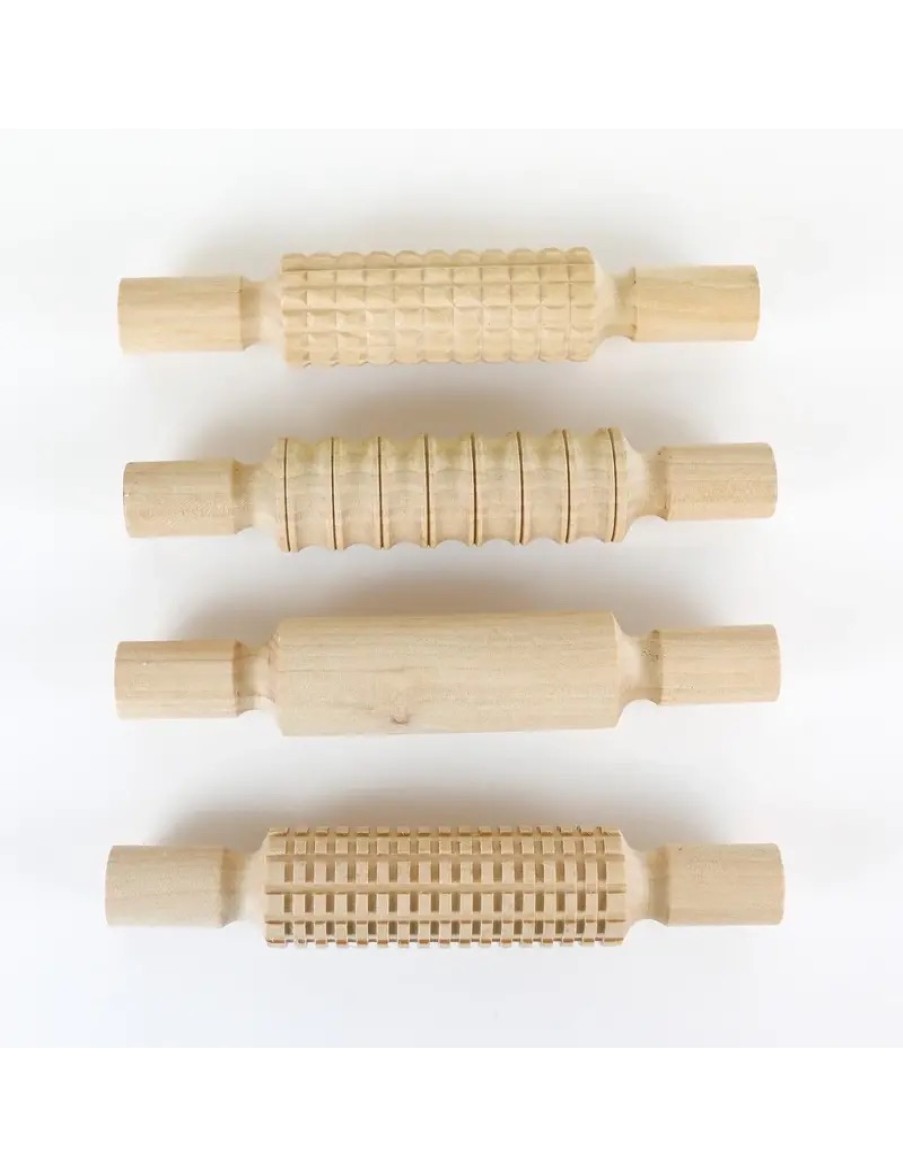 Speelgoed Eduplay Speelbakken & Toebehoren | Houten Rollers Verschillende Structuren, 4 Stuks